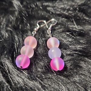 By Krafty_Korner Hand Crafted Pink and Purple Beaded Earrings
